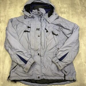 Helly Hansen Jacket Womens Large Purple Helly Tech Equipe Ski Winter Coat Hooded